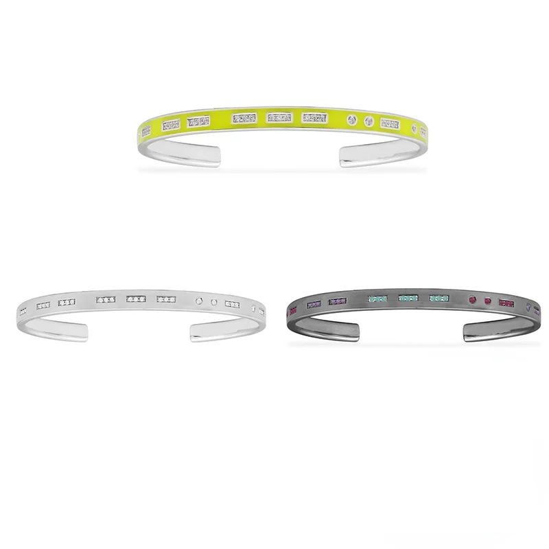 

2021 New High Quality Jewelry Lady Micro Zirconia Bracelet Fashion Bangle Silver Morse Code Party Jewelry Gift