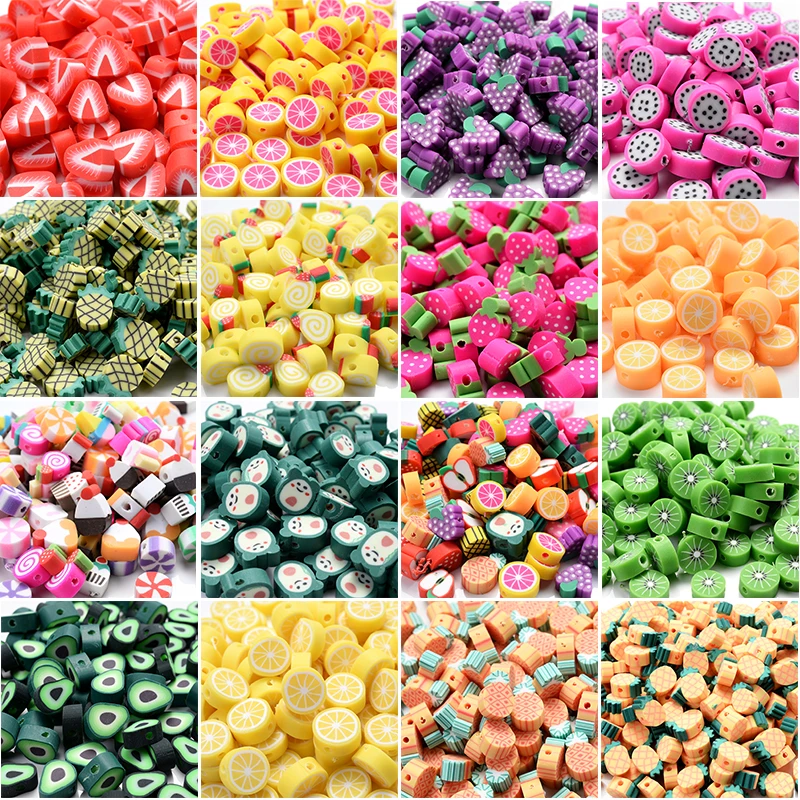 30Pcs/Lot 10mm Fruit Animal Beads Polymer Clay 45 Style Spacer For Jewelry Making DIY Bracelet Necklace | Украшения и аксессуары