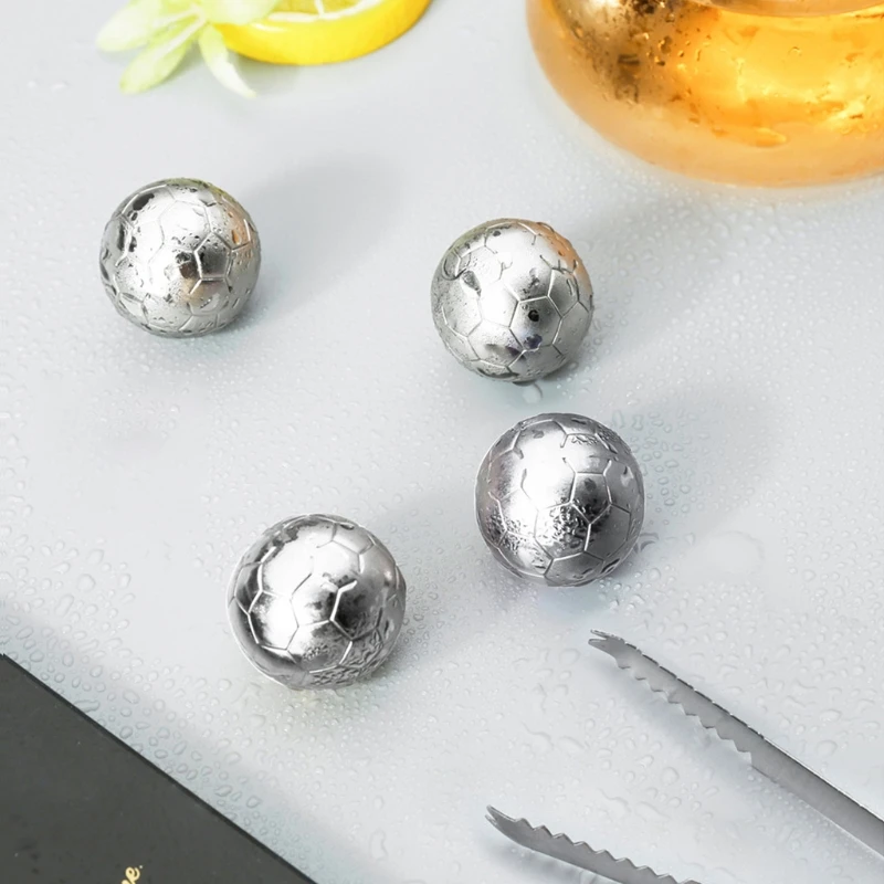 11XC Soccer Ball Shape Whiskey Stone Chilling Rocks Stainless Steel Reusable Ice Cubes for Cooling Wine Drinks Beverage Drinking |