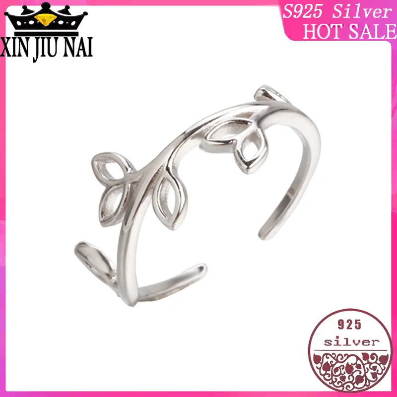 

Sterling silver ring female fashion students personality fashion temperament creative retro leaf ring adjustable size