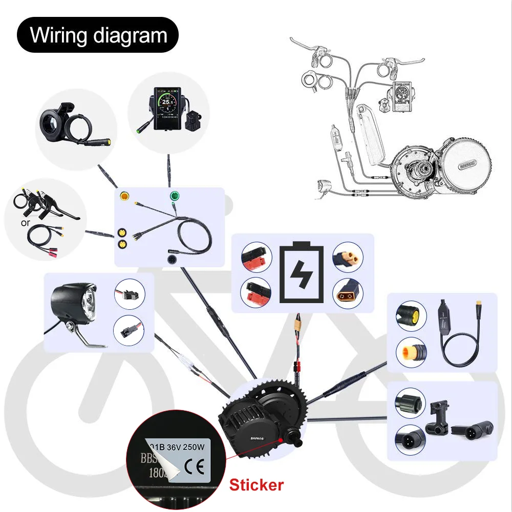 Комплект для переоборудования Ebike BAFANG BBSHD BBS03 48/52 в 1000 Вт средний мотор с литиевой