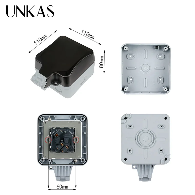 UNKAS Европейская стандартная электрическая розетка с заземлением переменного