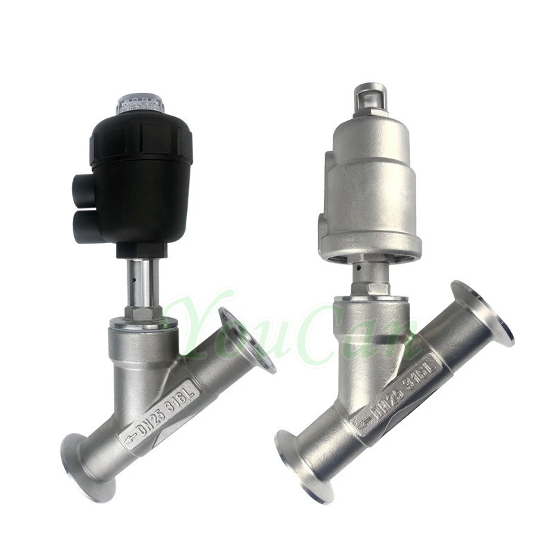 Тройной зажим из нержавеющей стали пневматический угловой клапан сиденья