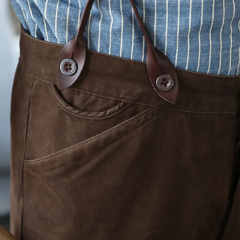 

Retro Casual Chino Vintage Men Pants High Rise Straight Leg Trousers