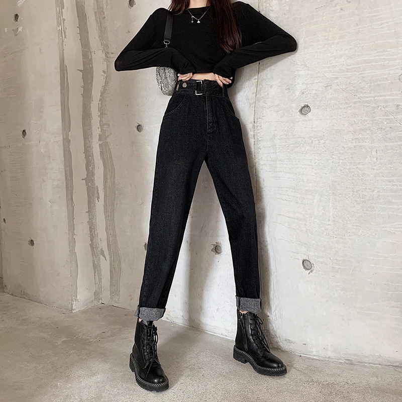 

2020 New Fashion Women Loose Jeans High Waist Boyfriend Full Length Pants Jeans For Women Jean Chic Harem Pant All-match WJ158