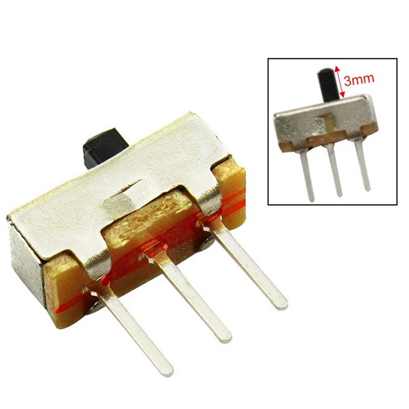 50 шт. высокие ручки-переключатели с ползунком 3 мм 4 мм 2 положения 1P2T SPDT 3 контакта ППК панель игрушки мини-вертикальный переключатель с ползунком.