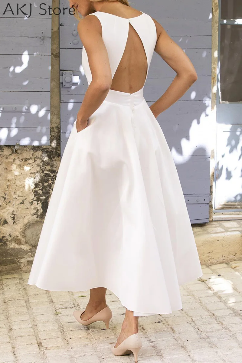 

Elegant Fashion V-Neck Ruched Sleeveless Midi Dress Women Solid Color Slim Backless A-Line Dress