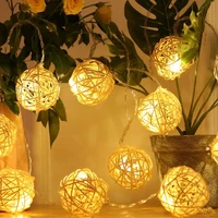 rattan ball christmas lights string 2 5m 20leds warm white garland 3 2cm diameter ball for holiday decoration fairy lamp navidad
