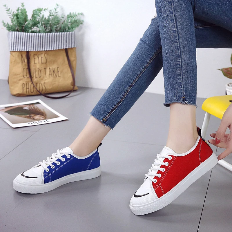 2020 Новая мода Женская полотняная обувь хит Цвет босоножки на низком каблуке со