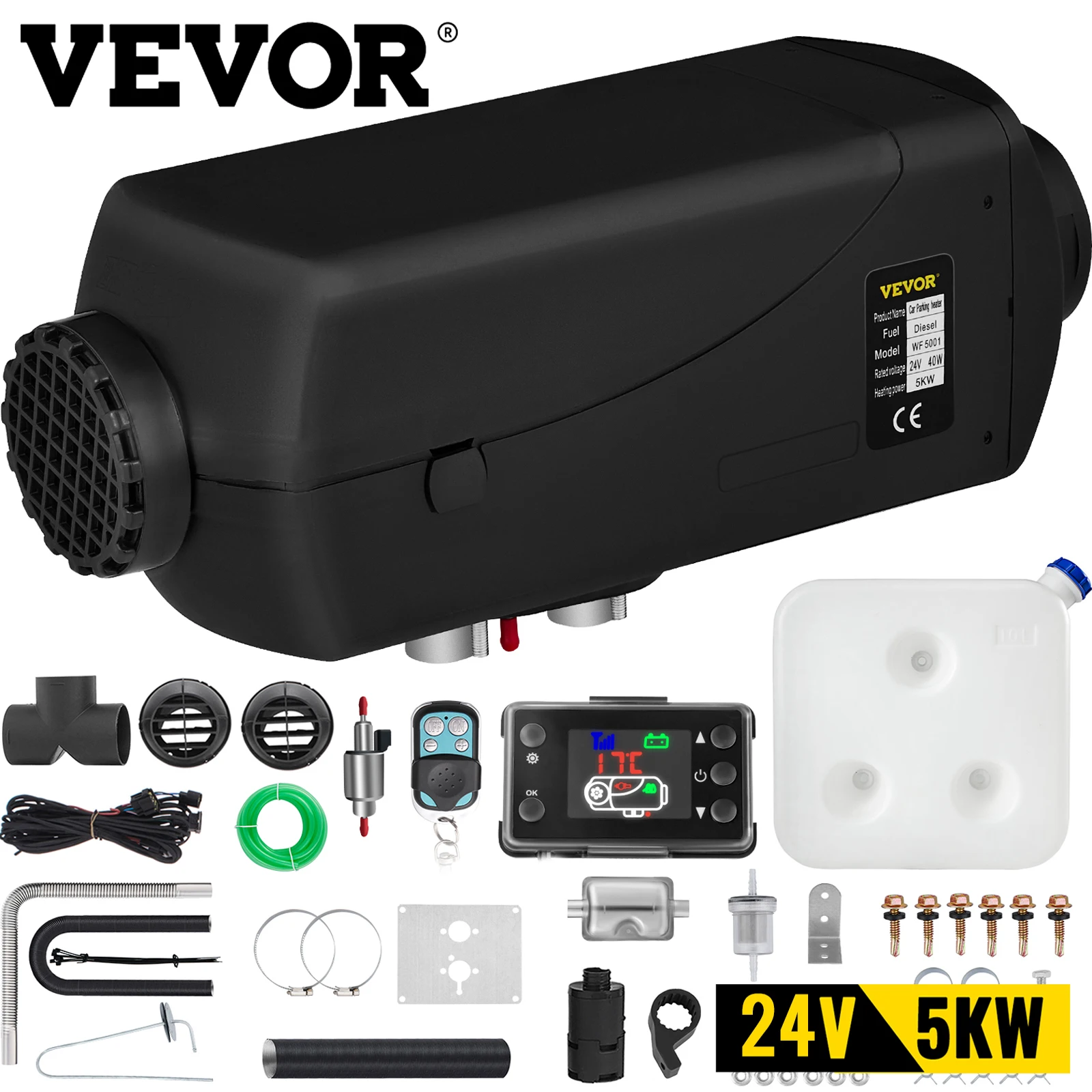 VEVOR 24 В 5 кВт дизельный Воздушный стояночный отопитель с ЖК-термостатом