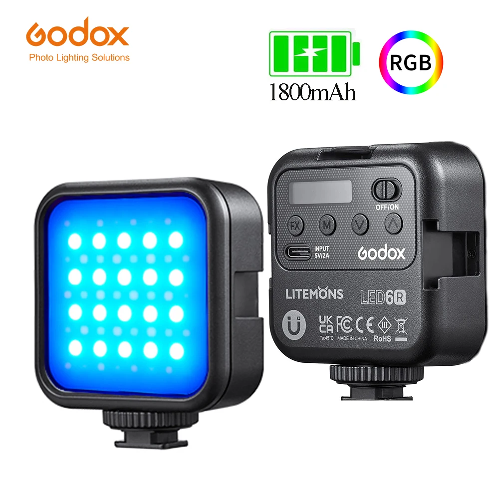 

Godox 6R RGB Led Camera Video Light 1800mAh Li-ion Battery 13 FX Effects For Youtube Photo Studio Vlog Video Live Streaming