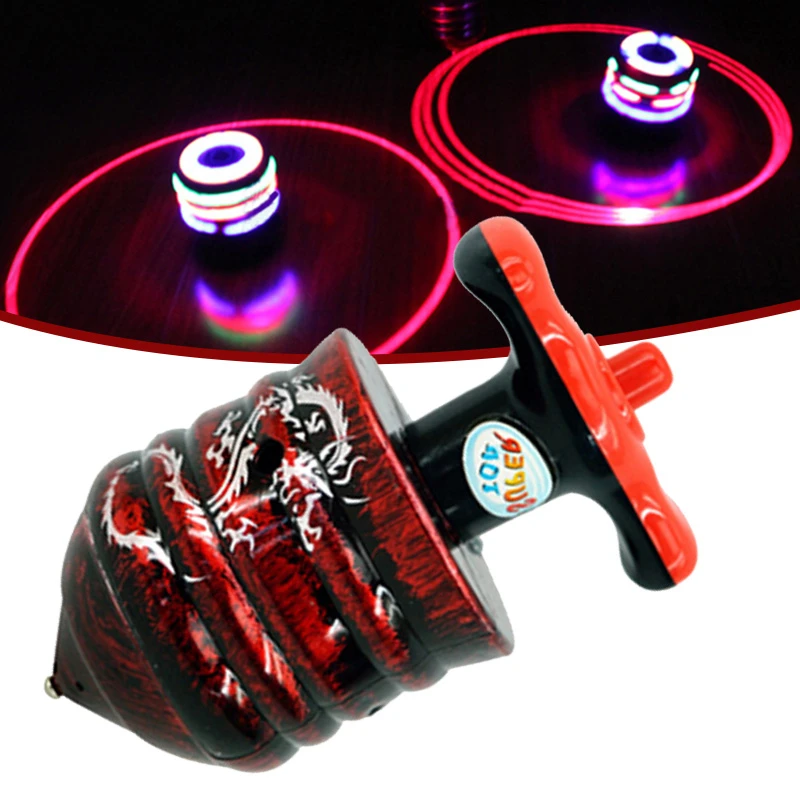 

Kid's Wood Luminous Music Gyro Classic Interesting Children's Toys Colorful Flash Laser LED Light Spinning Top Bitrth XMAS Gifts