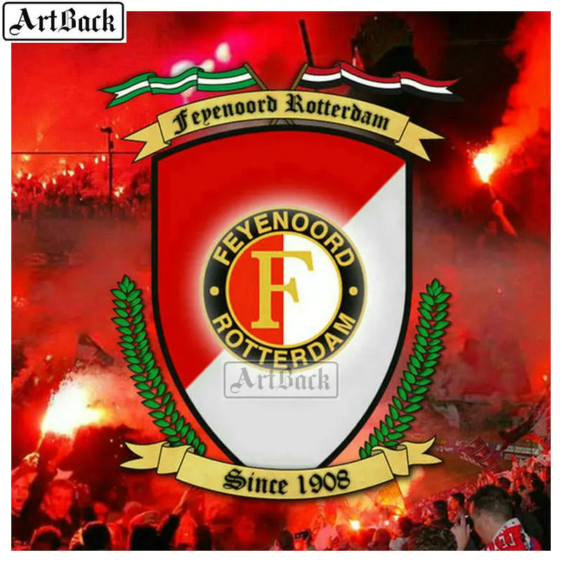 Алмазная картина Feyenoord Роттердам 20x20 см футбольная икона Полная площадь - Цвет: C