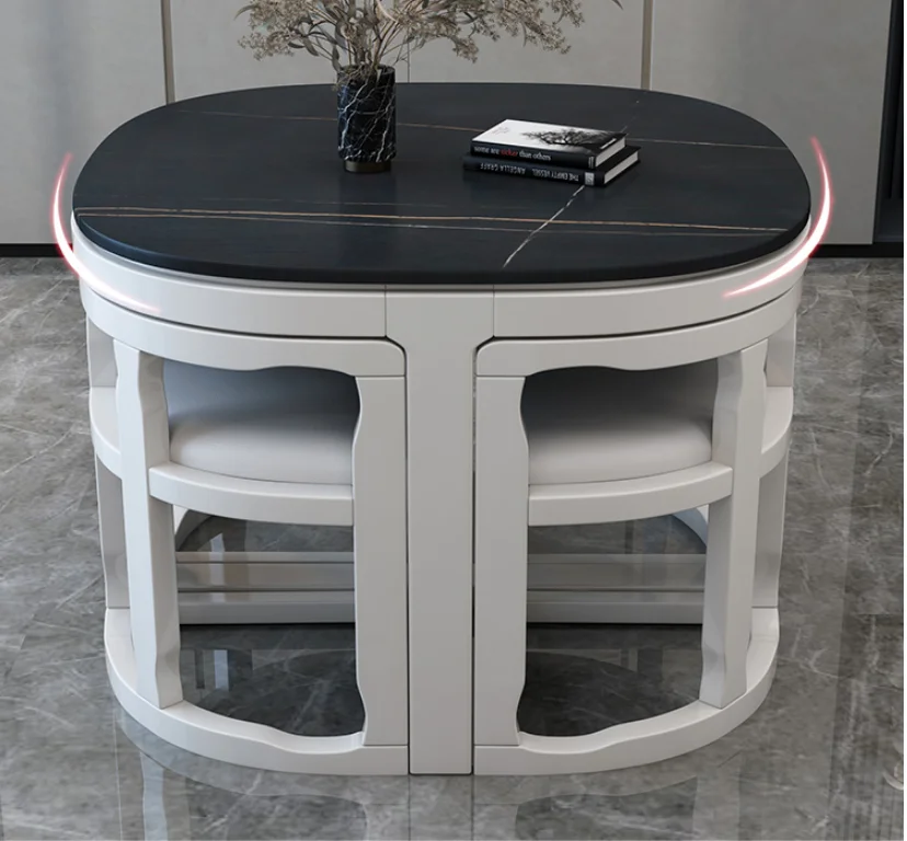 

Rockboard light luxury dining table and chair combination small apartment modern minimalist household rectangular six-in-one inv