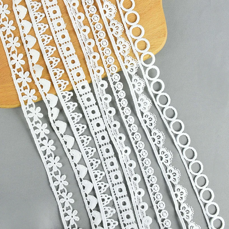 10yard White Lace Ribbon Flower Cotton Lace Fabric Trim Embroidered For Clothing Wedding Party Gifts Packing DIY Sewing Crafts