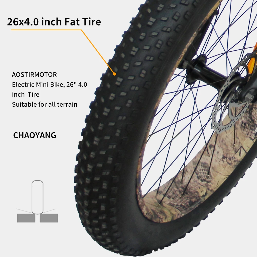 Günstig AOSTIRMOTOR Elektrische Fahrrad 750W Berg Schnee Ebike 26 Zoll 4,0 Fett Reifen 48V 10,4 Ah Lithium-Batterie Cruiser Bike