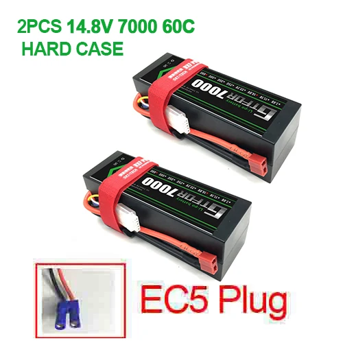 2PCS EC5Plug DXF Батарея lipo 4S 2s 7,4 v 14,8 V 5200 мА/ч, 7000 mah литий-полимерный Батарея для RC Батарея LiPo 45c 60C для RC Buggy Crawler Monster Truck - Цвет: 2PCS EC5Plug