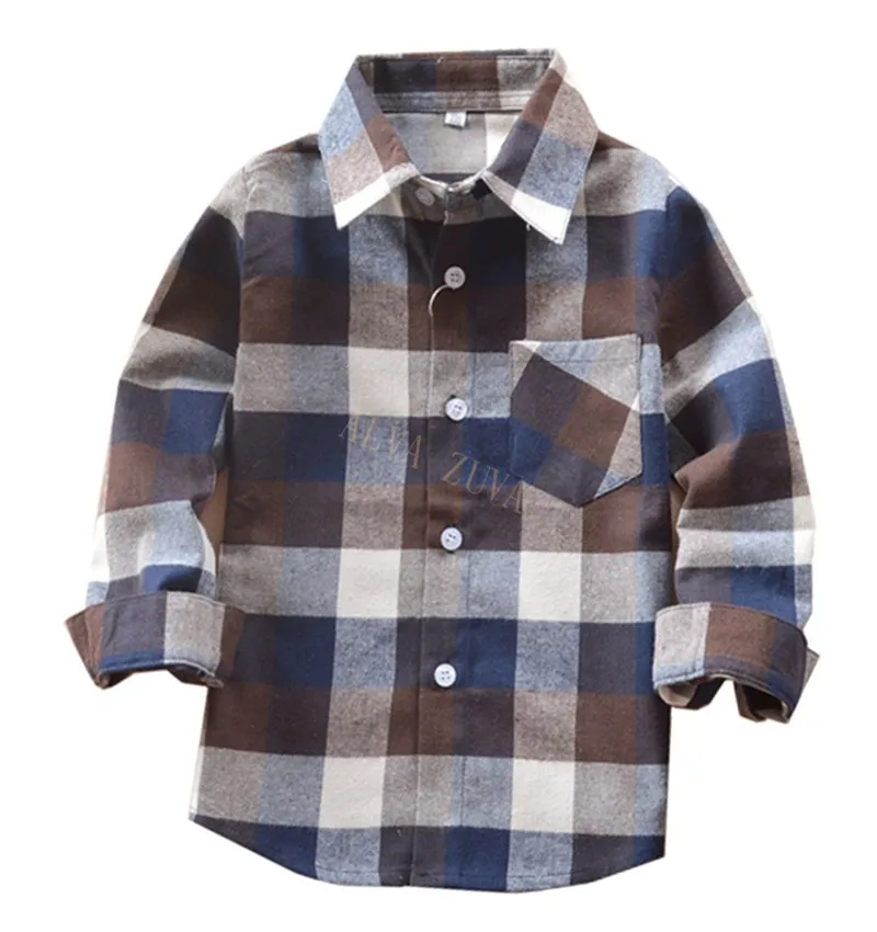 Фланелевая рубашка для мальчиков классический дизайн в клетку Детские