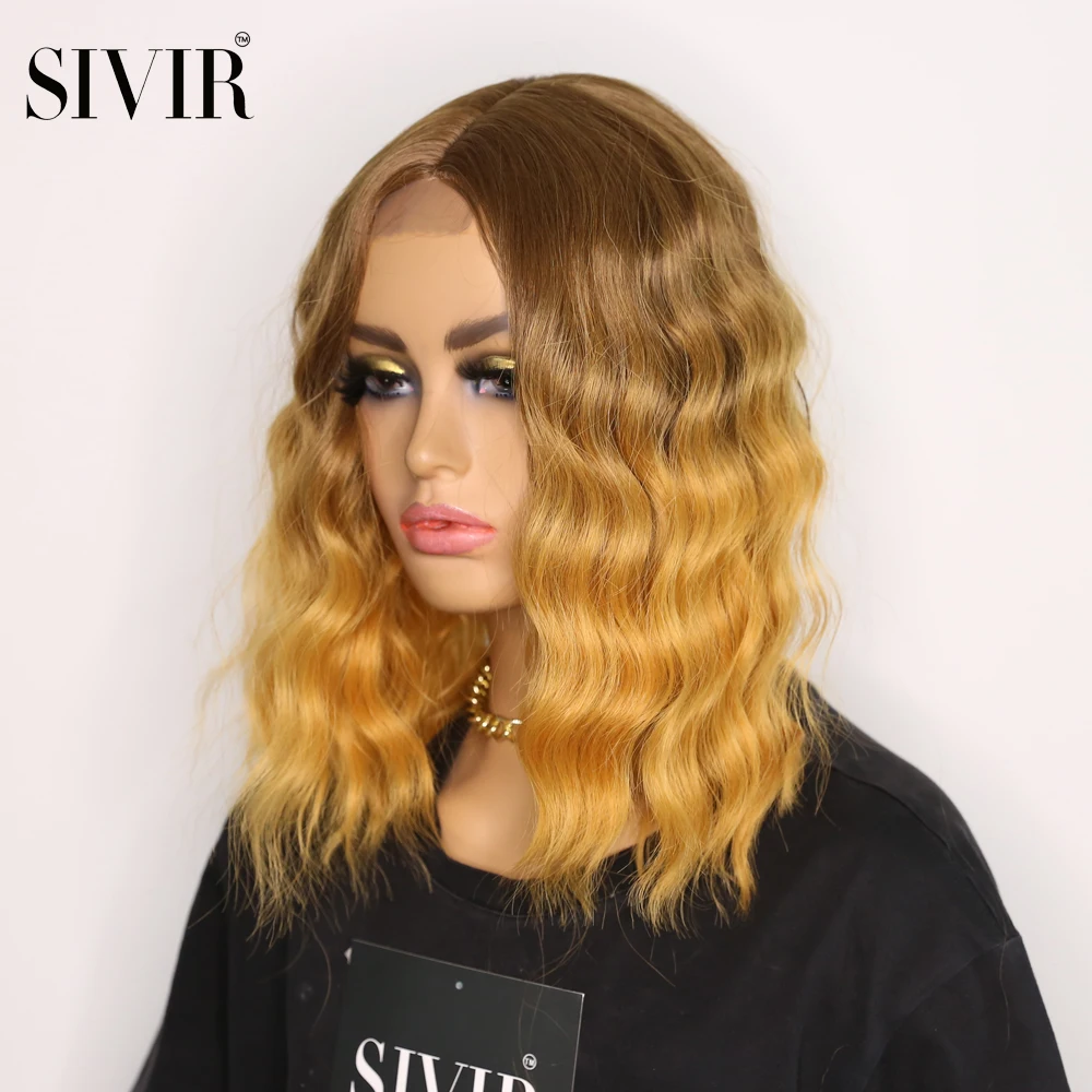 

Sivir Synthetic wig Middle parting Short Wavy Bob Wigs For Women Wigs Orange Brown Black 3color Wig Heat Resistant Fiber Party