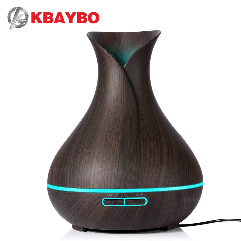 

KBAYBO 400ml Aroma Essential Oil Diffuser Ultrasonic Air Humidifier with Wood Grain electric LED Lights aroma diffuser for home