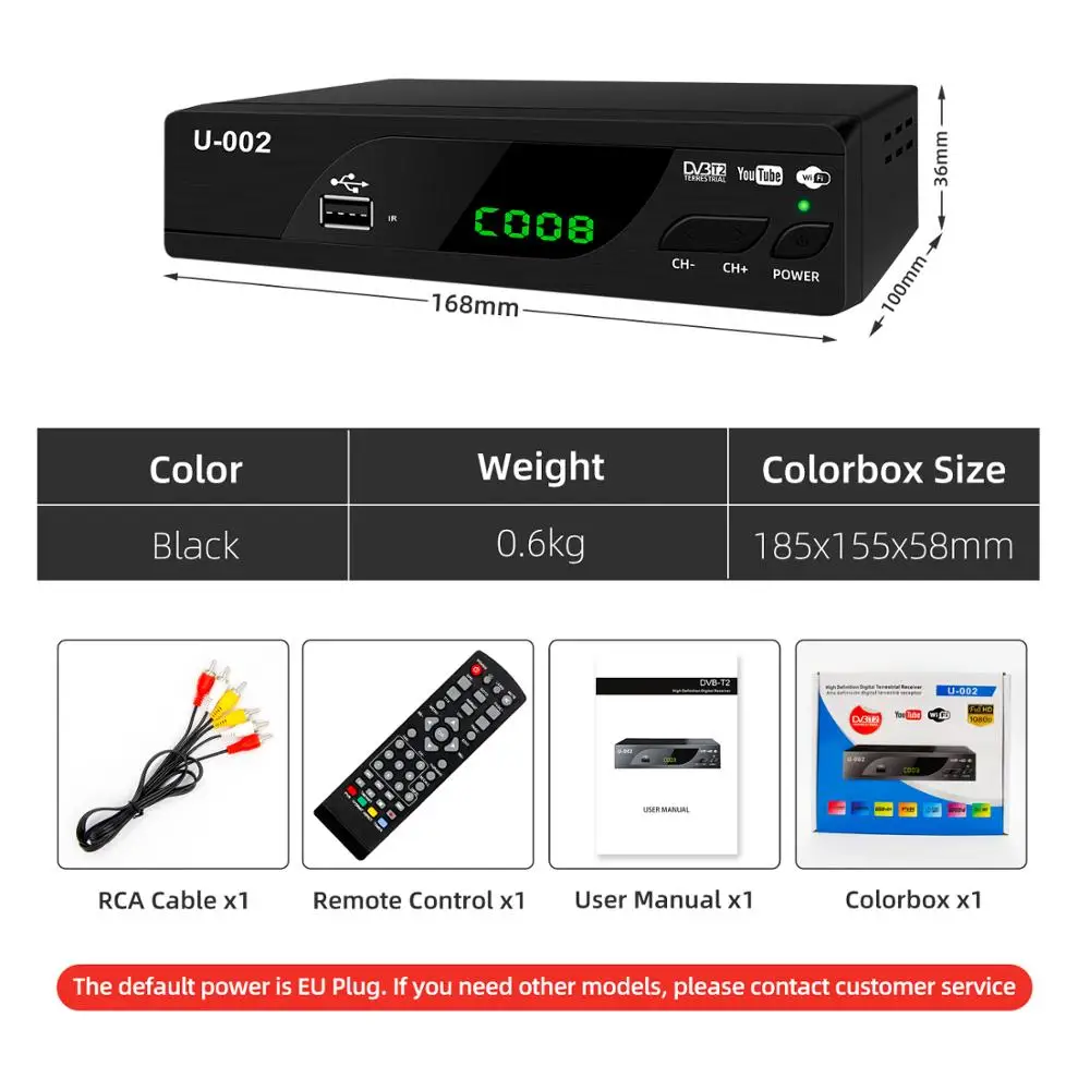 

HD 1080p Tv Tuner Dvb T2 Vga TV Dvb-t2 For Monitor Adapter USB2.0 Tuner Receiver Satellite Decoder Dvbt2 Russian Manual