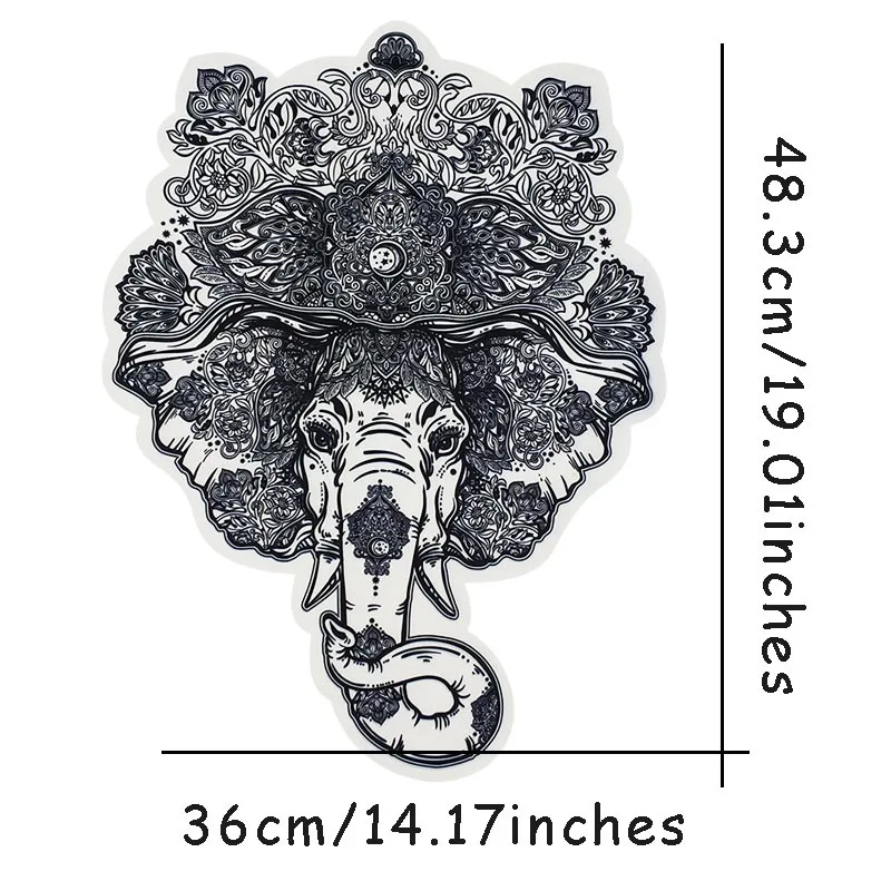 1 шт. большой черно-белый Принт головы слона ткань нашивка животных сшитая на