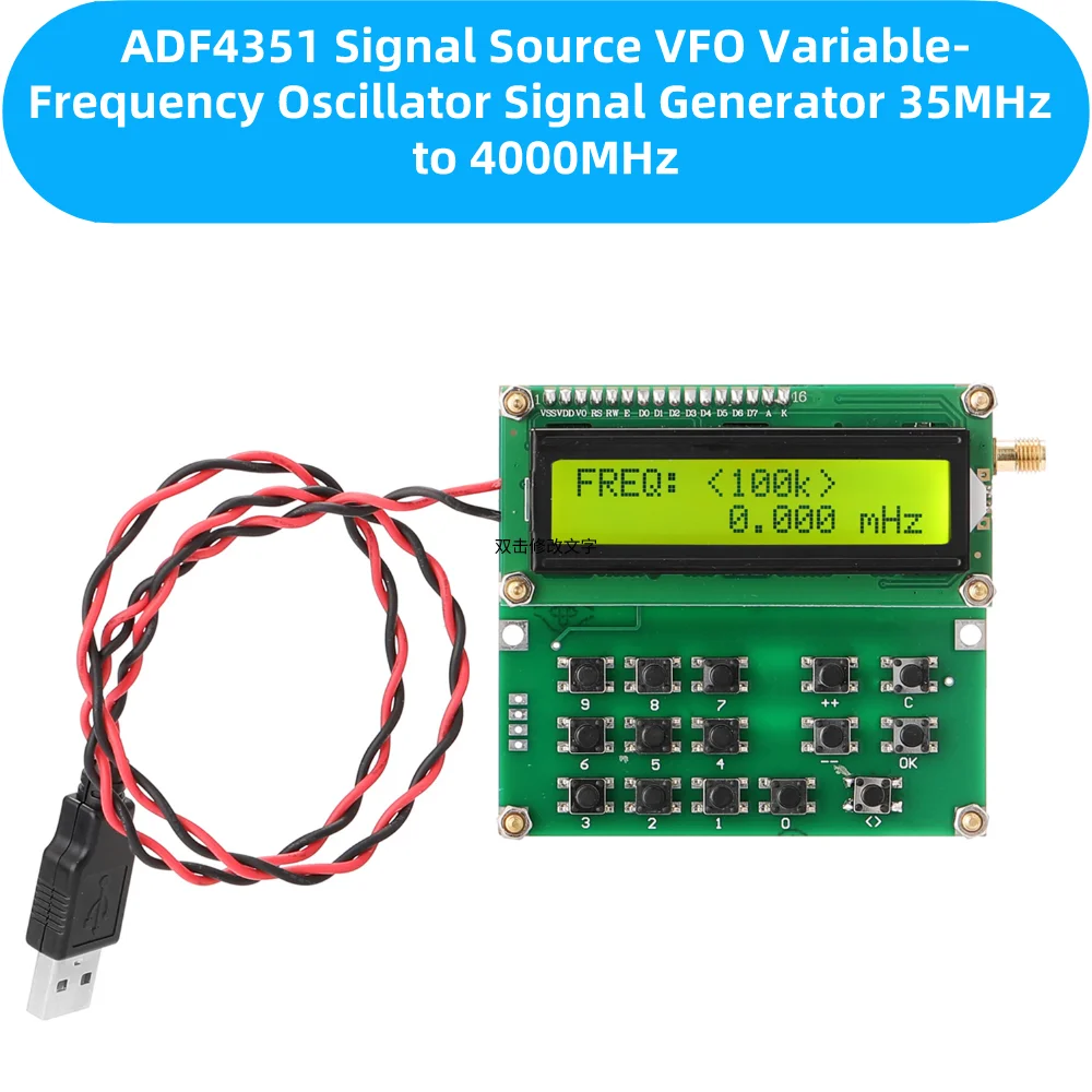 

Генератор сигналов с цифровым ЖК-дисплеем ADF4351 Источник сигнала VFO Генератор сигналов с переменной частотой От 35 до 4000 МГц