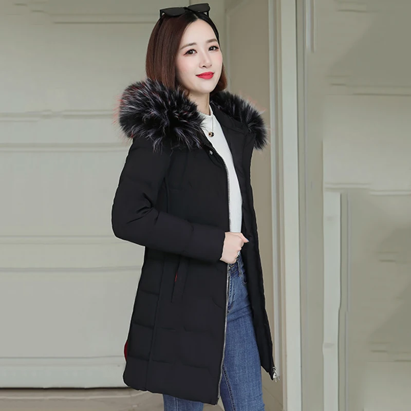 Зимняя женская длинная куртка размера плюс тонкие парки женские офисные куртки