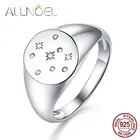 ALLNOEL, 100%, 925 пробы, серебряное кольцо для женщин, изготовлено вручную, циркон , бриллиант, драгоценный камень, печать, печать, золотые ювелирные кольца , новинка 2019