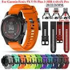 Ремешок силиконовый для Garmin Fenix7 7X 7S 6X 6 6S Pro 5X 5 5S 3HR, быстросъемный браслет для смарт-часов EasyFit, 26 20 22 мм