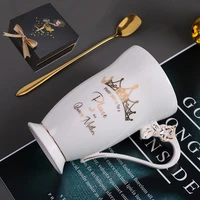 400ml marble mugs couple cup ceramic mug with cover an spoon valentines day wedding birthday christmas gift