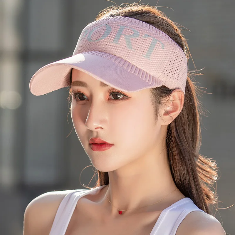 

Summer big eaves hollow top sunscreen sun hat female Korean version of ins sports running cap elasticity adjustable
