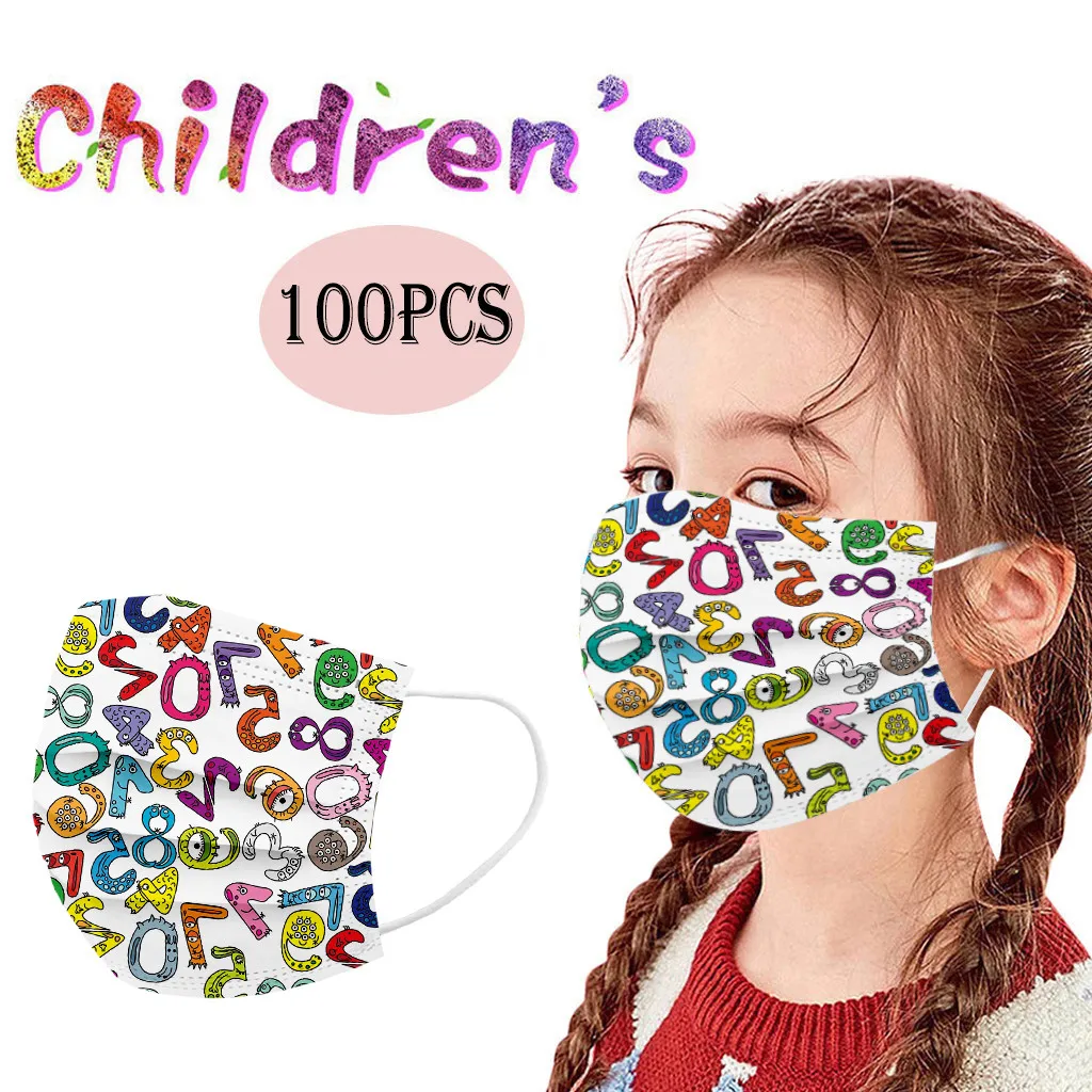 

10/20/50/100pcs Children's Cartoon Printed Disposable Mask Protection Three Layer Face Mask Non Wove 3ply Breathable Mouth Masks