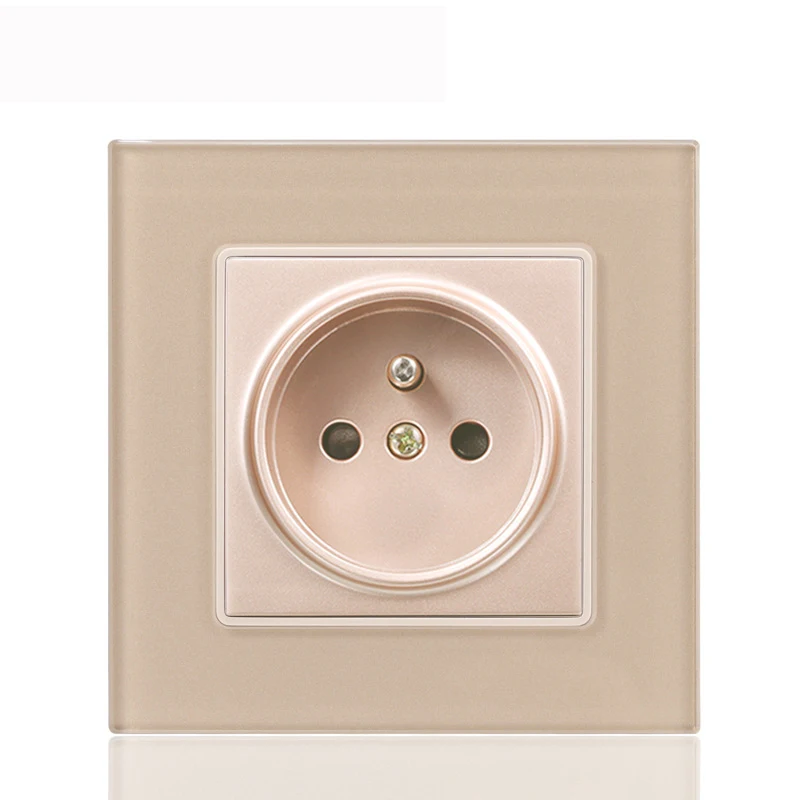 86 FR Socket Золотая панель бытовой 1 2 3 4 банды 1 способ 2 способ любой точки стекло зеркало настенный выключатель гнездо 86*86 мм - Цвет: 86 FR Socket