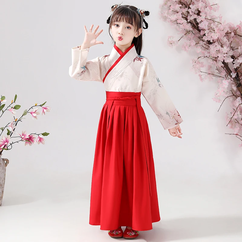 

2020 традиционное китайское платье Hanfu для девочек, Китайский народный танцевальный костюм, Детская Классическая танцевальная одежда, детска...
