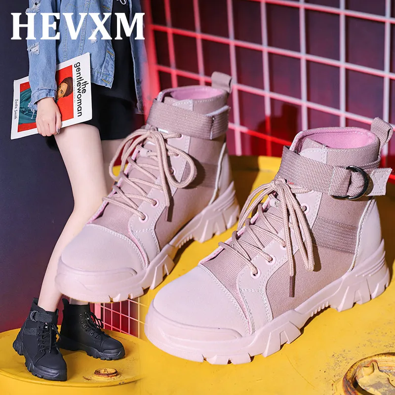 Женские кроссовки на среднем каблуке HEVXM 2019 модные высокие Martin