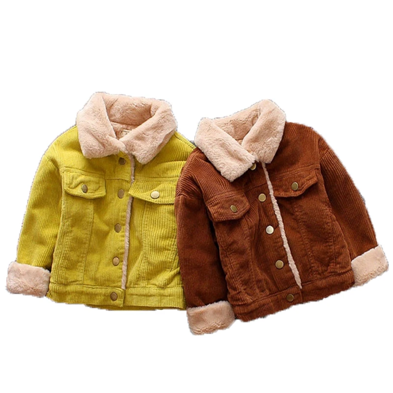 

Children Boys Clothes 2021 Winter New Fashion Solid Color Plus Velvet Thickening Single-breasted Long-sleeved Jacket Kids Coat