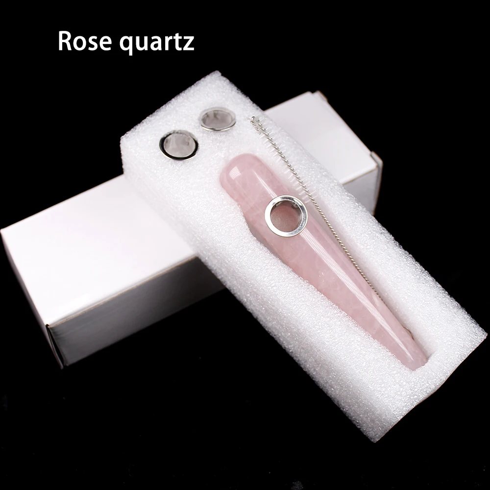 Natural Quartz Smoking Pipe Crystal massage stick Healing gemstone wand With Metal Filter wholesale price | Дом и сад