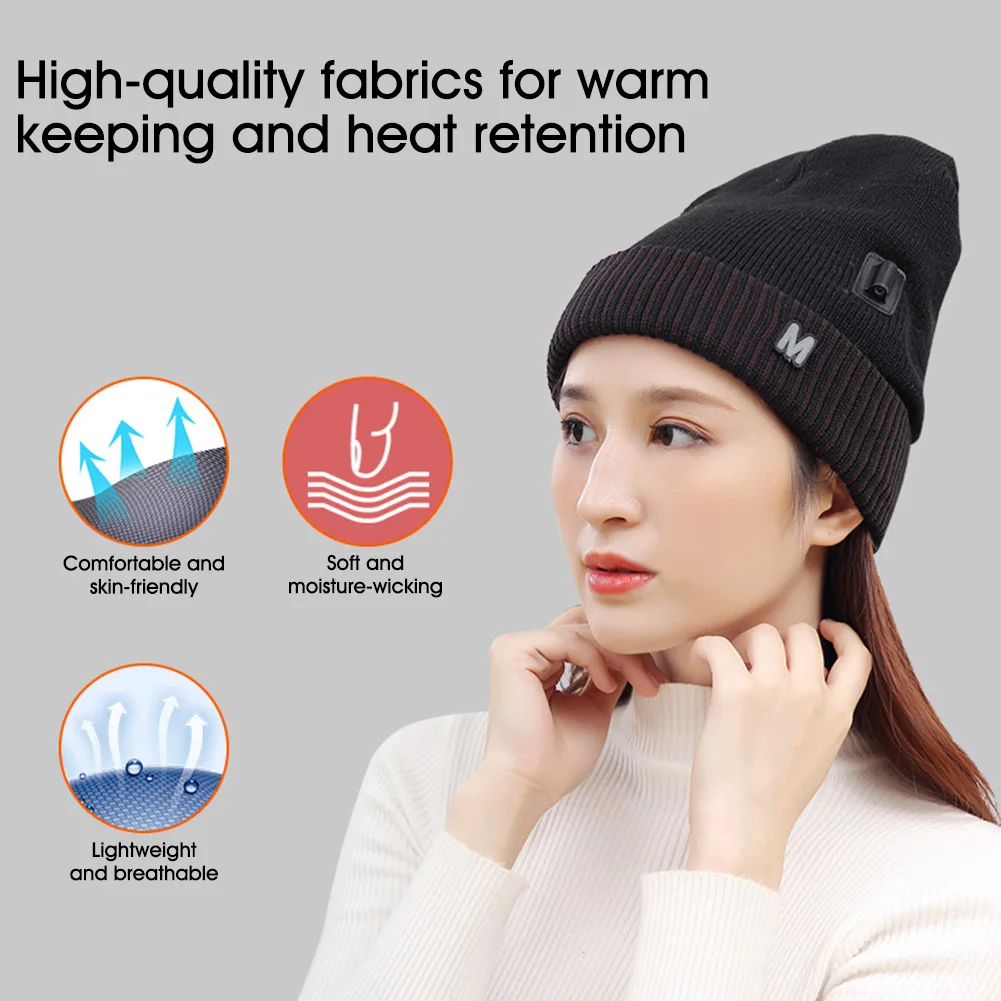

Heated Hat Winter Beanie Skull Cap for Men and Women Rechargeable Washable with 3 Heat