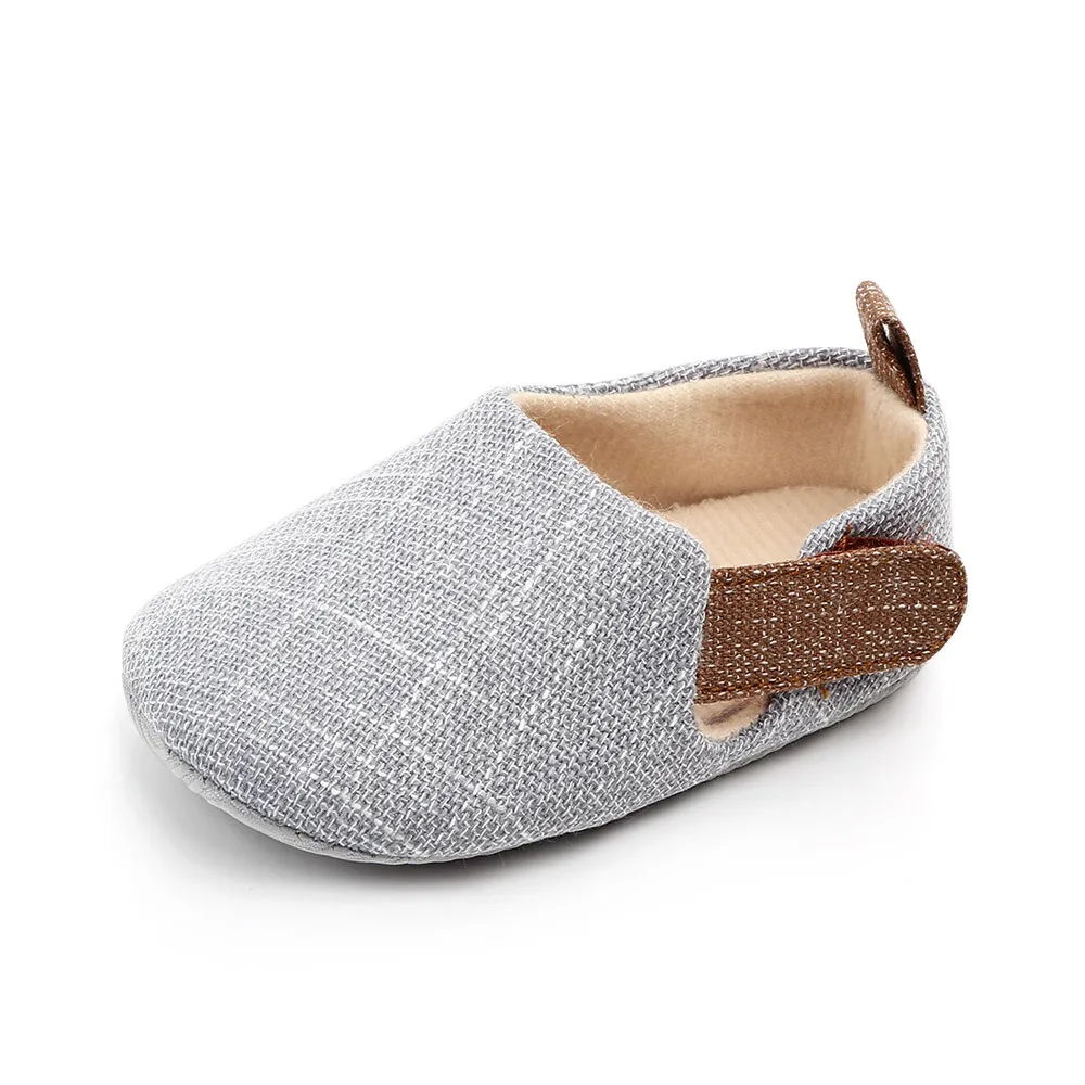 Grey Summer Baby Shoes Walking Shoes Male and Female Treasure Soft-soled Antiskid Shoes 0-3 Years Baby Boy Boots Shoes Black Canvas - Цвет: Grey