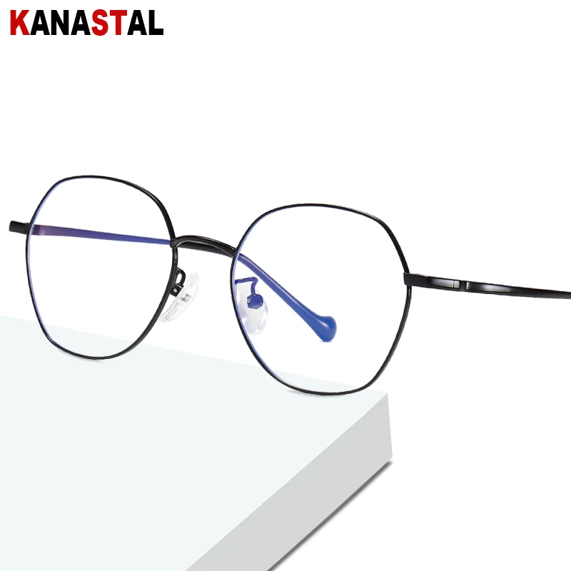 

Women Anti-blue Light Blocking Glasses Retro Metal Oval Frame Eyewear Men Computer Prescription Myopia Hyperopia EyeglassesFrame