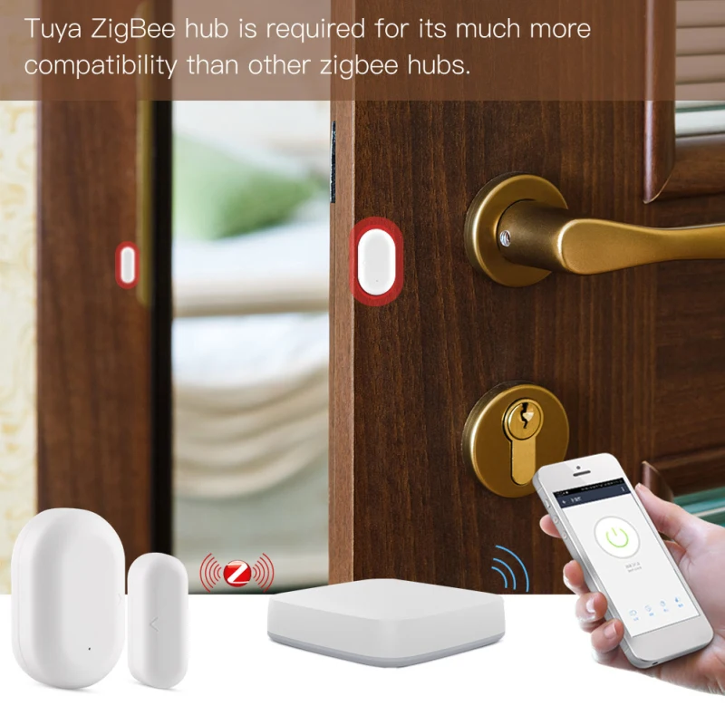 

Tuya ZigBee Smart Door Window Sensor Detector Real-time Remote Monitoring Work With Smart Life APP Voice Timing Control