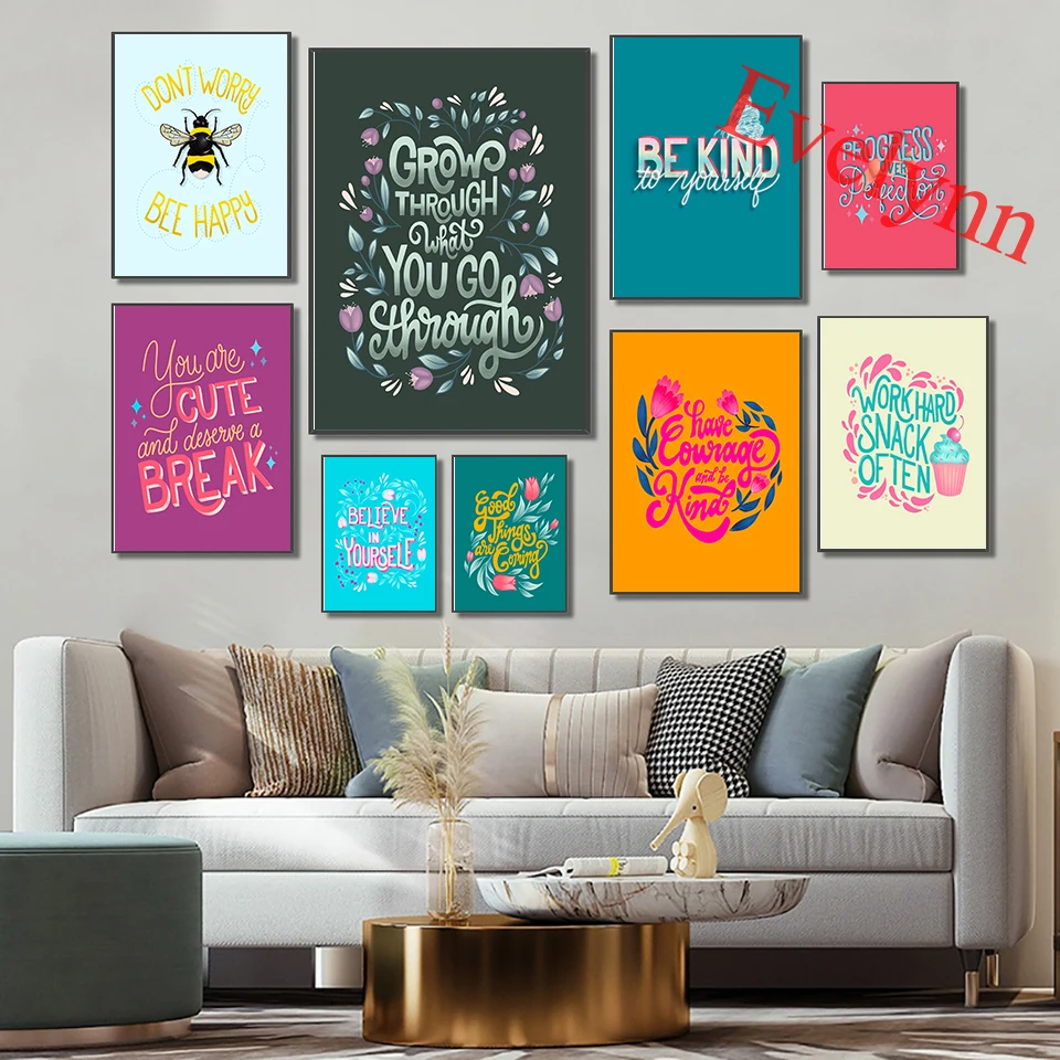 

Reference Motivational Posters Don'T Worry Bee Happy Poster,Home Decor Canvas Wall Art Prints Living Room Decoration Unique Gift