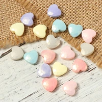 50pcs sweet resin valentines day spacer beads heart multicolor pearlized faceted loose beads diy making bracelets women jewelry