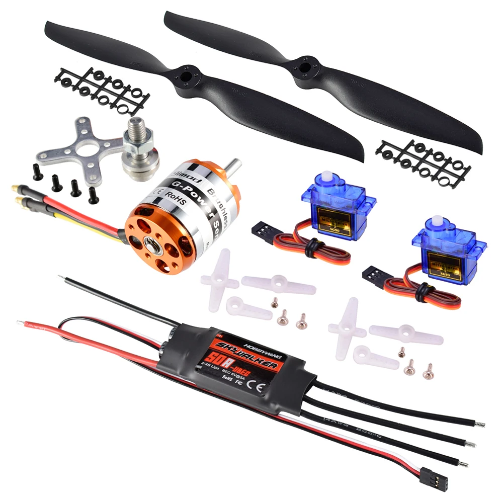 

Good Quality Hobbywing 50A ESC 9imod D3548 1100KV Brushless Motor 9G Servo 10*5E Propeller Power System RC Fixed Wing Part