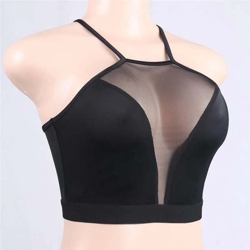 

Women Fashion Sleeveless Vest Tank Tops Ladies Sexy Hollow Perspective Tank Crop Tops Net Yarn Splicing Black Sexy Tank Tops