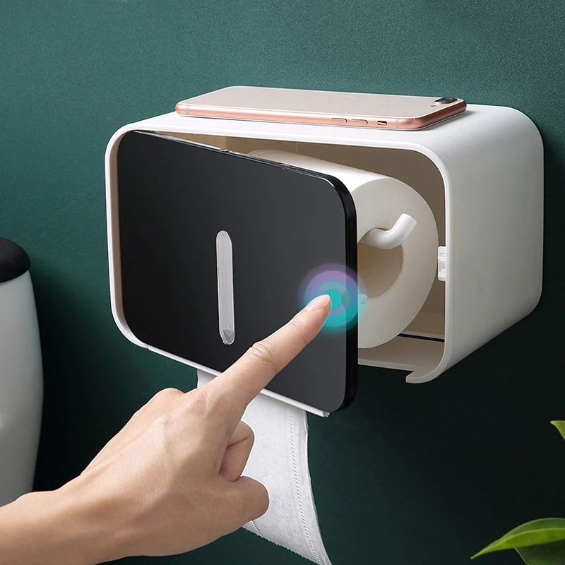 

Single-layer Pop-up Window Hanging Paper Towel Box Toilet Wallmounted Non-perforated Sanitary Carton Waterproof Bathroom Storage