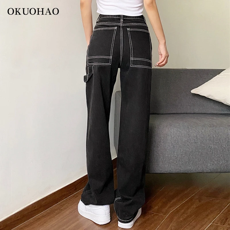 

Women's Fashion Jeans Cargo Pants Mom Baggy Jeans Denim Overalls Trousers For Female Traffic Jean Y2k Urbane Streetwear Capri