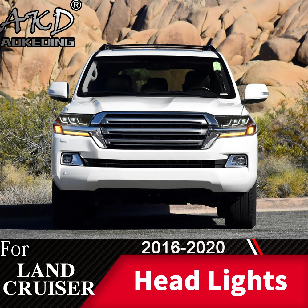 

Налобный фонарь AKD для Land Cruiser, светодиодный ные фары 2016-2020, фары для Land Cruiser DRL, сигнал поворота, фары дальнего света, проектор Angel Eye