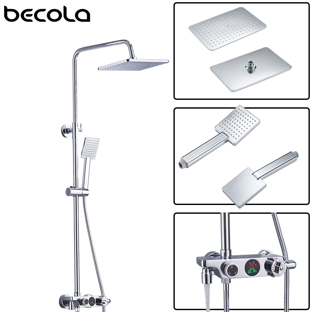 

Душевой набор Becola с цифровым дисплеем, умный термостатический латунный смеситель, «Водопад», «умный дождь», термостатические краны для душ...